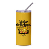 Make delicious coffee printed yellow tumbler product